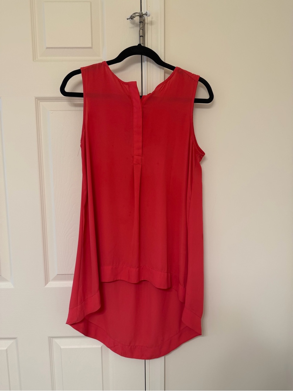 Lapis Coral-Red Sleeveless Button-Front Tunic